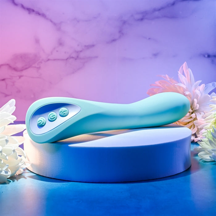 Come With Me Rechargeable Rocking Motion Vibrator by Evolved out of box view in sensual lighting.