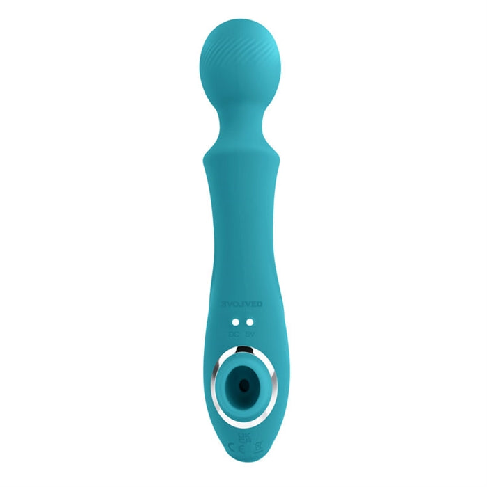 Wanderful Sucker Rechargeable Sucking Wand Vibrator by Evolved out of box vidw of sucking opening and magnet charging.