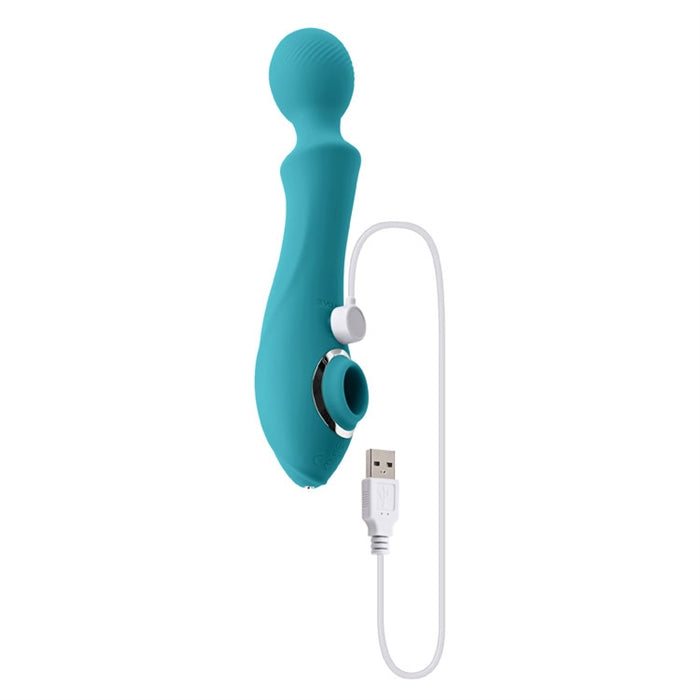 Wanderful Sucker Rechargeable Sucking Wand Vibrator by Evolved out of box charging and cable.
