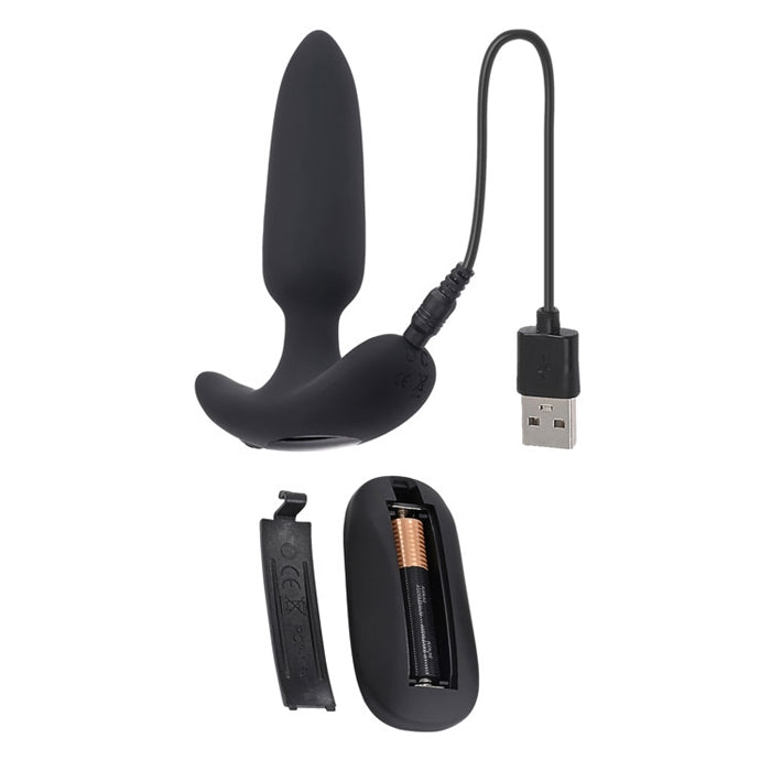 Black Beauty Silicone Vibrating Anal Plug Remote-Control charging