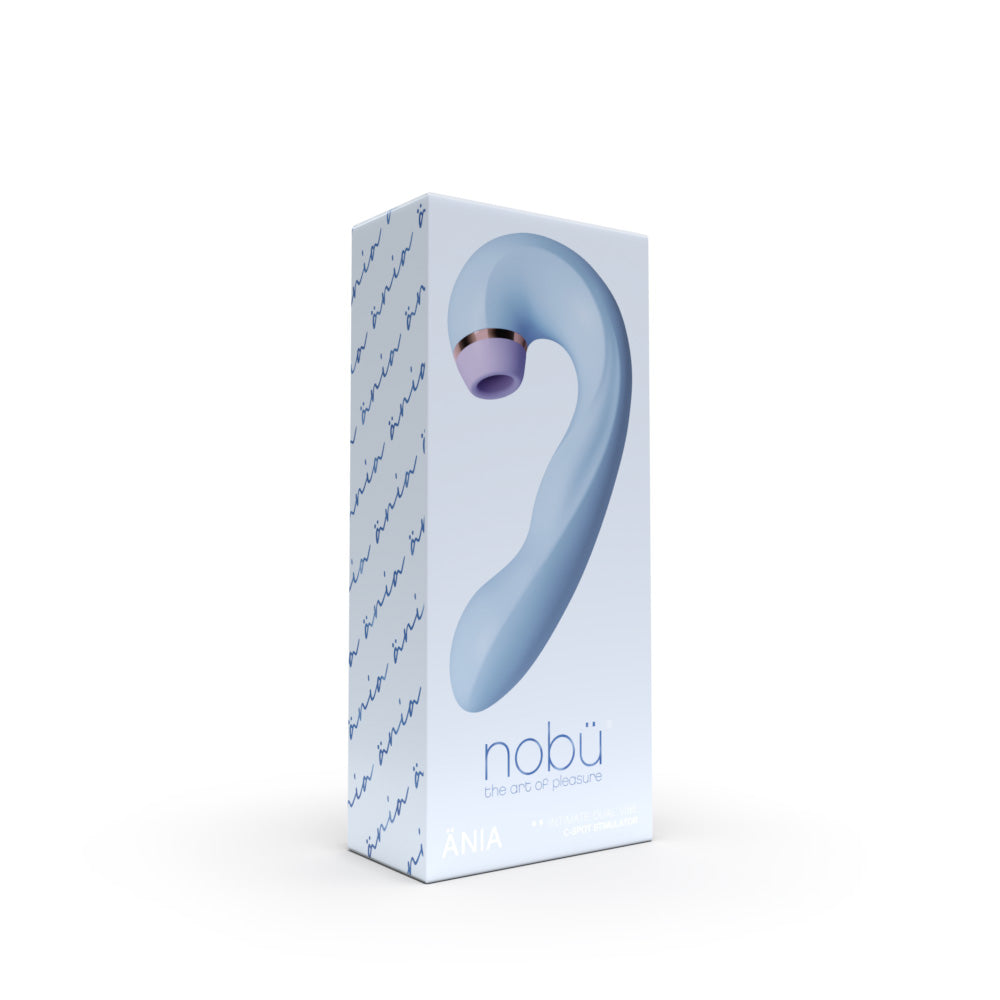 Ania C-Shaped Silicone Rechargeable Vibrator & Super Sucker in Box