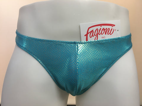 Fagioni Metallic Snake Skin THONG Underwear Style 5147 in blue front view