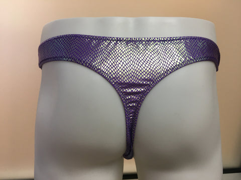 Fagioni Metallic Snake Skin THONG Underwear Style 5147 in purple back view