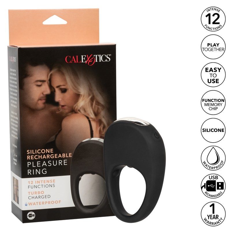 Pleasure Ring Silicone Rechargeable Powerful Enhancer with Box and Specs