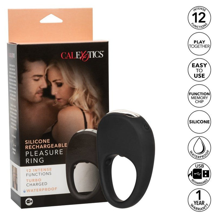 Pleasure Ring Silicone Rechargeable Powerful Enhancer with Box and Specs