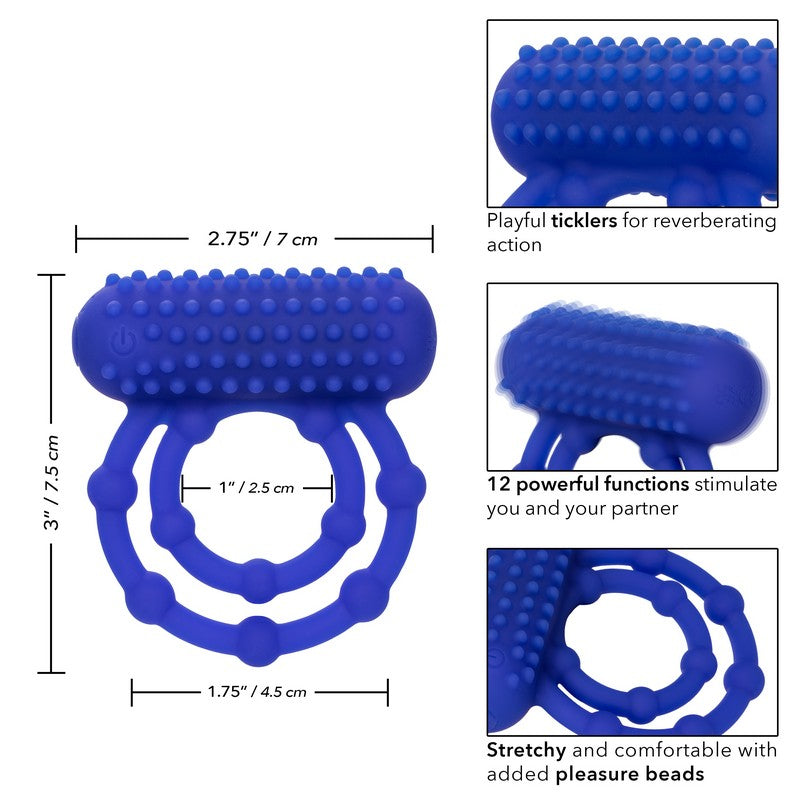 Maximus 10 Bead Vibrating Cock Double Ring