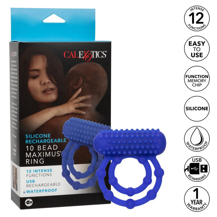 Maximus 10 Bead Vibrating Cock Double Ring