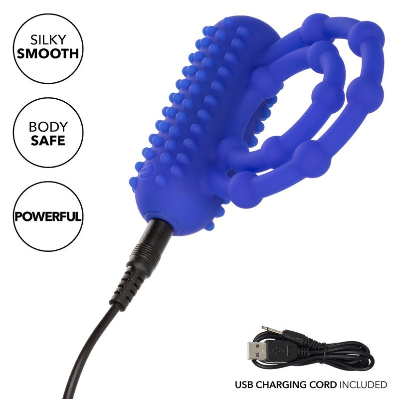 Maximus 10 Bead Vibrating Cock Double Ring