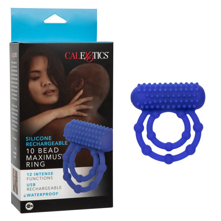 Maximus 10 Bead Vibrating Cock Double Ring