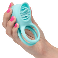 Silicone Rechargeable 12 vibration functions & a flickering tongue teaser improve stamina and girth with double cock ring