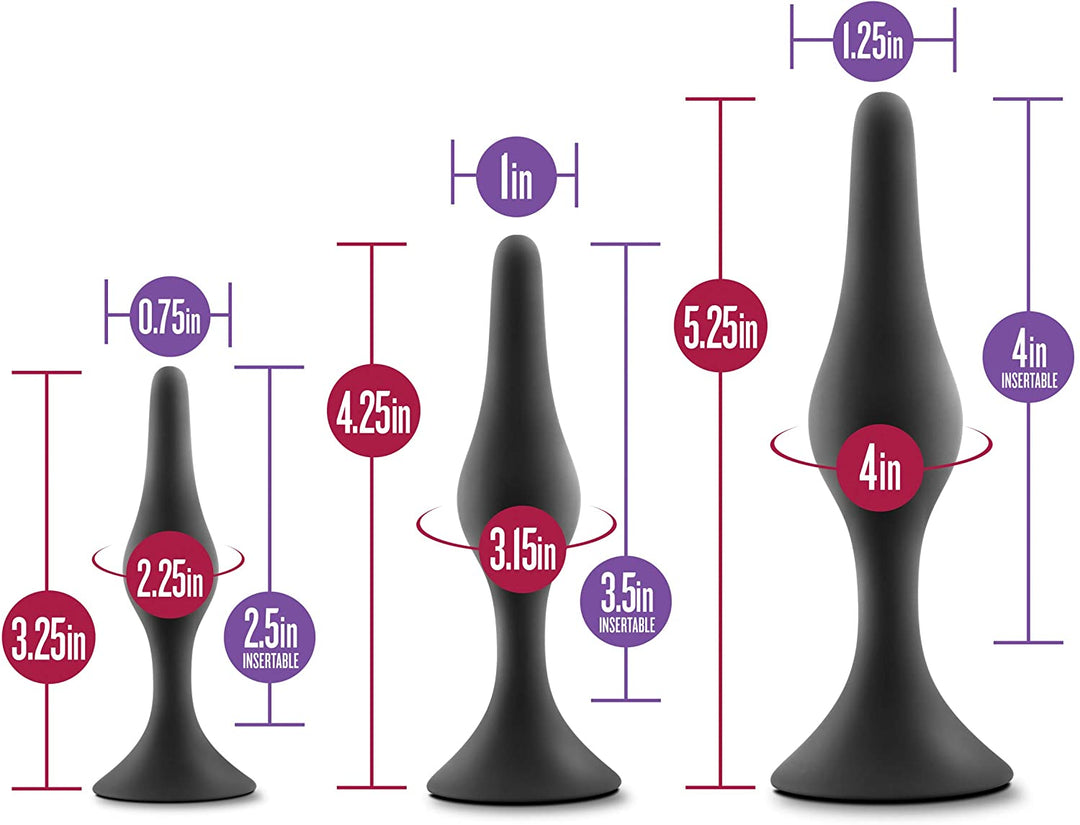 Luxe Three Piece Silicone Plugs Beginner Anal Training Kit - Anal Plug - Trainer Kit - Sexessories Parksville