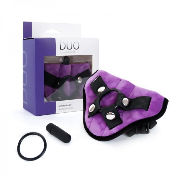 Duo Adjustable Strap-On Harness With Bullet