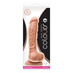 Colours Dual Density 8 inch dildo with balls and suction cup in white