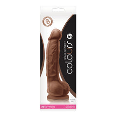 NS Novelties Colours dual density dildo with balls and suction cup base in brown