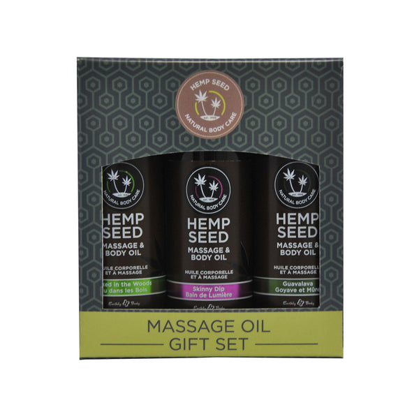 Massage Oil Gift Set - Hemp Seed Natural Body Care - 3 Scents