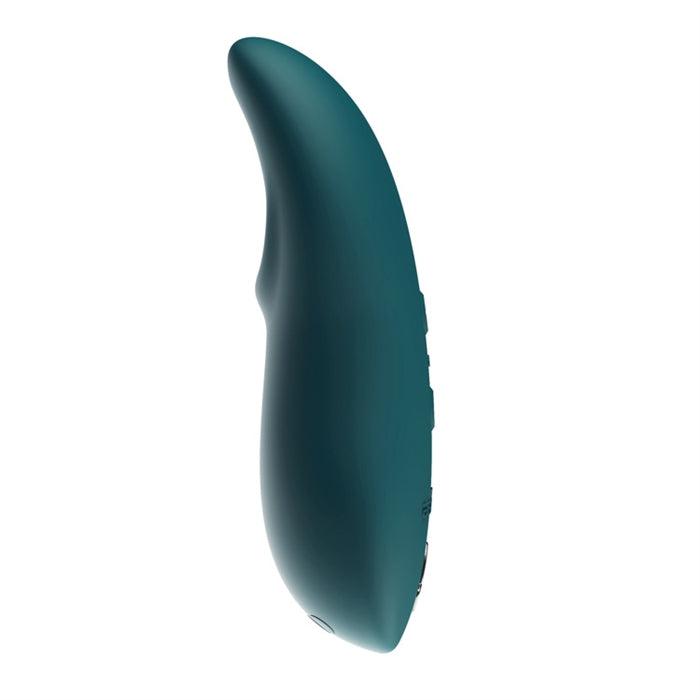 We-Vibe Touch X Magic Multitasker Vibe in velvet green side view showing contoured design for maximum pleasure