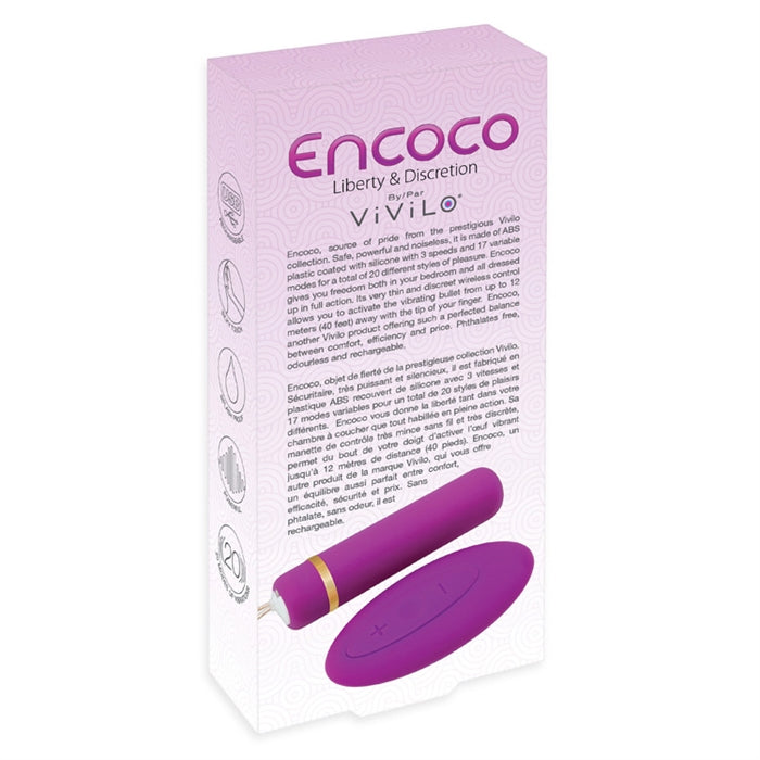 Encoco Remote Control Rechargeable Bullet Back of Box