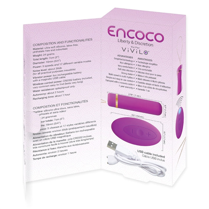 Encoco Remote Control Rechargeable Bullet Interior Package Information 