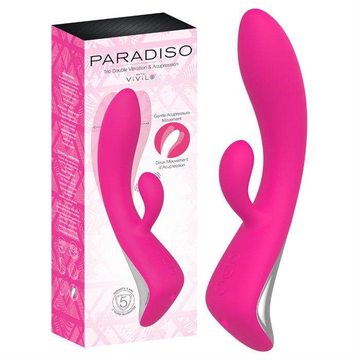 Paradiso Acupressure Wave Rabbit Vibrator in box and product side by side