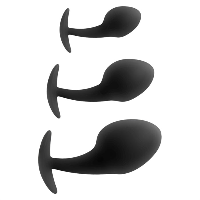 Anal Training Kit 3 Piece Silicone Cul-De-Sac Plugs out of Box