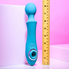 Wanderful Sucker Rechargeable Sucking Wand Vibrator by Evolved out of box height measurement with ruler.