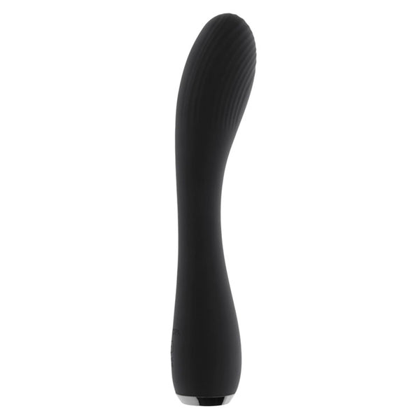 Out of box view of Midnight Magic Textured Rechargeable G-Spot Vibrator in black from Selopa