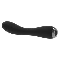 Midnight Magic Textured Rechargeable G-Spot Vibrator in black from Selopa, Out of box view of button control.