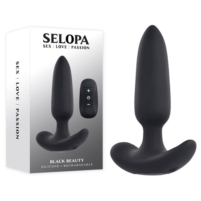 Black Beauty Silicone Vibrating Anal Plug Remote-Control