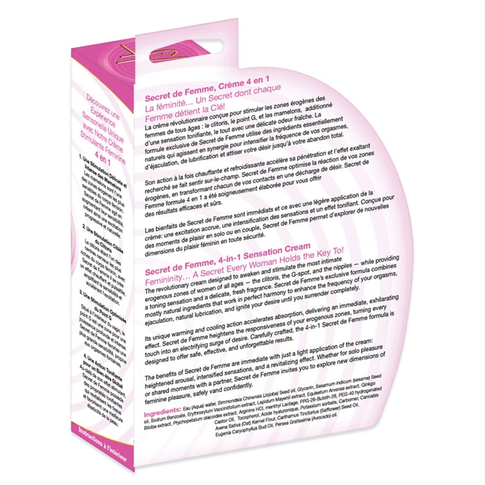 Secret de Femme Her Secret 4 in 1 Arousal Cream - Toning Balls Included back of box 