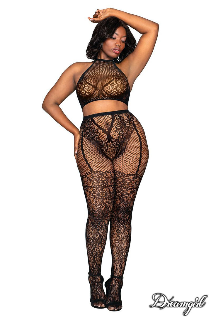 Dream Girl Bralette & Pantyhose Bodystocking 2pc Set Style 0391X