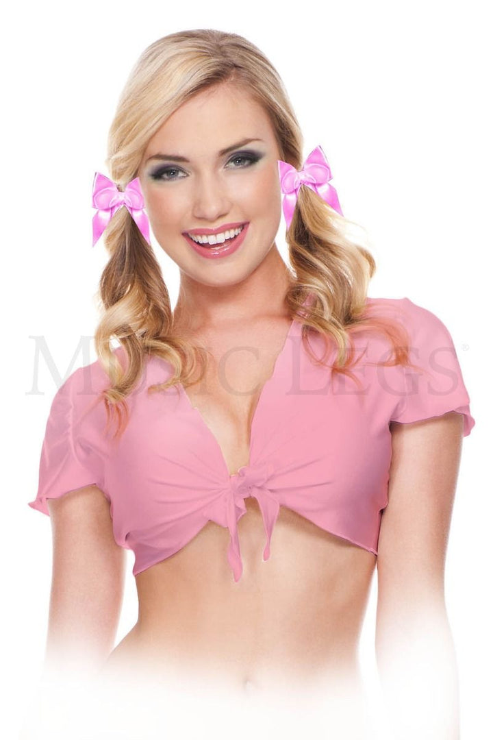 Music Legs 25076 - School Girl Crop Top in Doll Pink