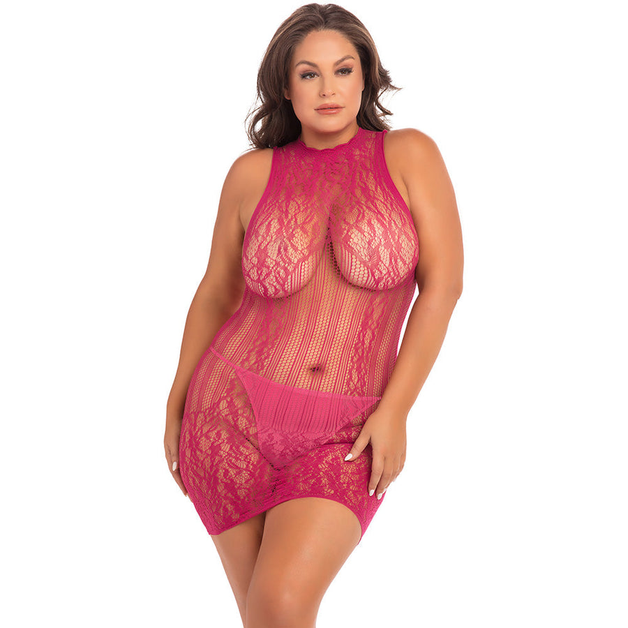 René Rofé Magenta Reckless Lace Mini Dress Size Queen - Style 7082