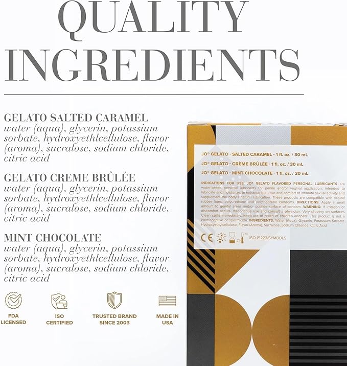JO Gelato FLAVOURS Lubricant - Quality Ingredients. 