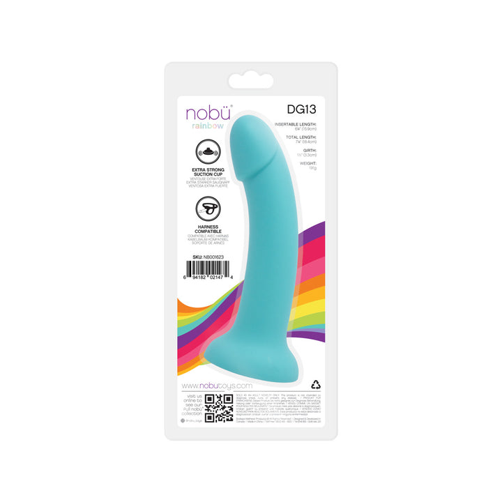 Nobu Turquise Silicone 7.25 Inch Dildo W/ Strong Suction Cup - DG13 Back of Package