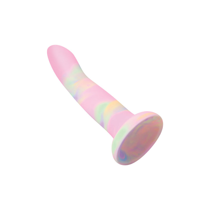 Nobu Pink Marbled Silicone 6.75 Inch Dildo W/ Strong Suction Cup - DG24 - Suction Cup View