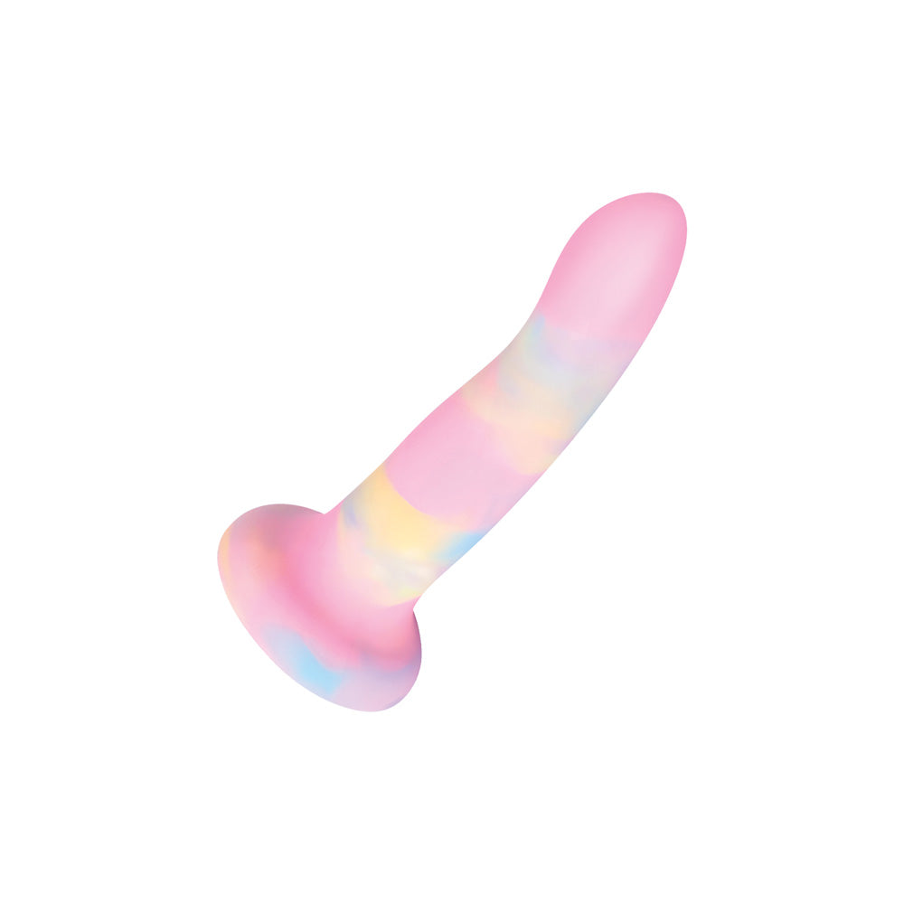 Nobu Pink Marbled Silicone 6.75 Inch Dildo W/ Strong Suction Cup - DG24 - Profile View