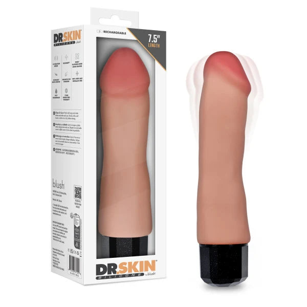 Dr. Avery 7.5 Inch Vibrating Rechargeable Silicone Soft Touch Dildo with Box