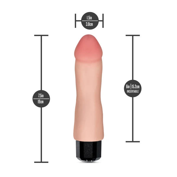 Dr. Avery 7.5 Inch Vibrating Rechargeable Silicone Soft Touch Dildo Measurements