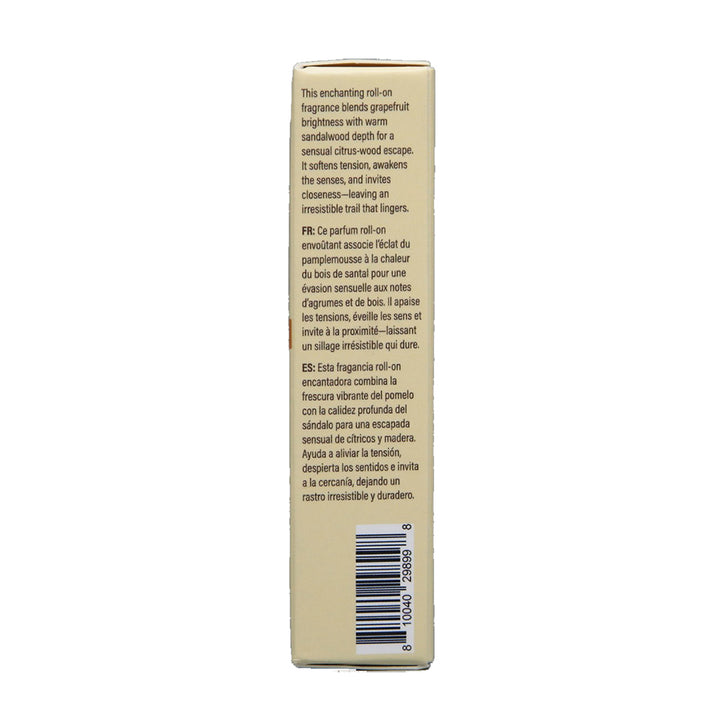 Grapefruit Sandalwood Aphrodisiac Perfume Roll-On Back of Box