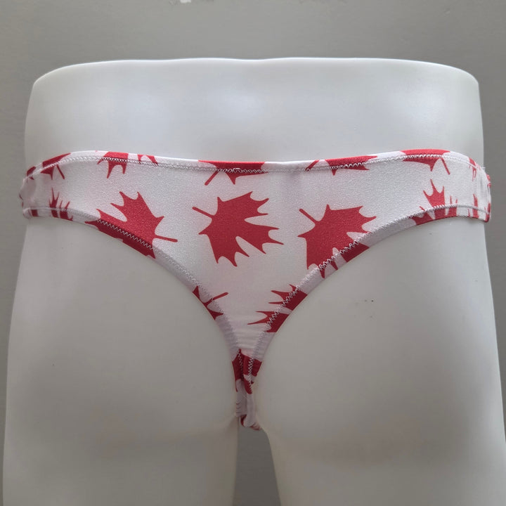 Fagioni Red Maple Leaf Print THONG - Style 5164