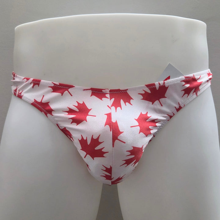 Fagioni Red Maple Leaf Print THONG - Style 5164