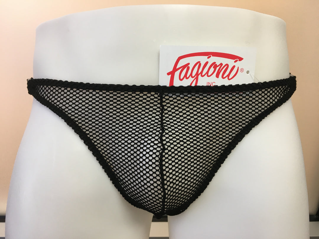 Fagioni FISHNET Black Mesh G-String / THONG W/ Clips - 2913