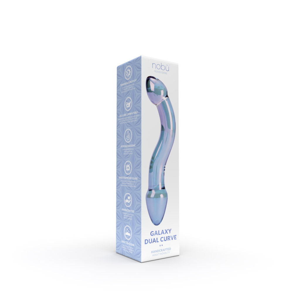 Galaxy Dual Curve Double-Ended Glass Dildo Front of Box