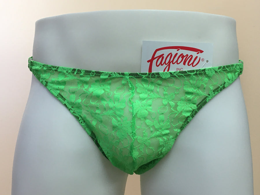 Fagoni LACE Side CLIP Men's Underwear Thong / Lingerie Style 4788 Lime