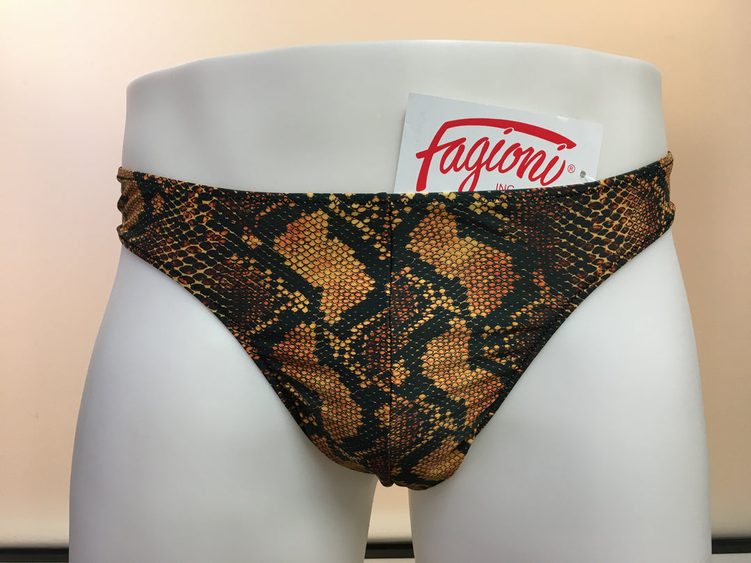 Fagioni Men's Assorted Pattern PRINT THONG Underwear / Swimwear - Style 4787 Cobra from the front