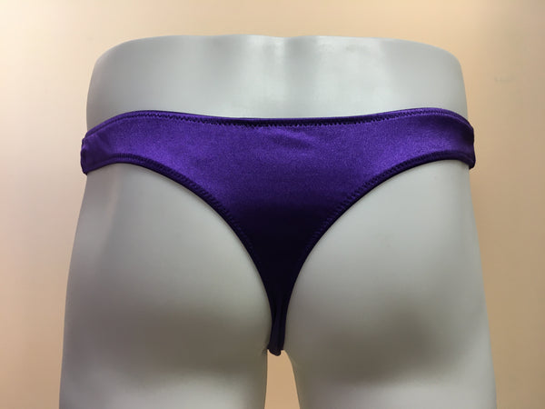 Fagioni Men's Assorted Satin Thong Underwear, Lingerie & Loungewear - Style 1422 Purple