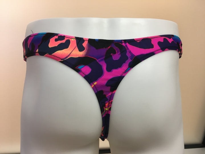 Fagioni Men's Assorted Pattern PRINT THONG Underwear / Swimwear - Style 4787 Neon Animal from the back