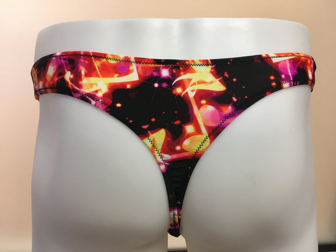 Fagioni Men's Assorted Pattern PRINT THONG Underwear / Swimwear - Style 4787 Music from the back 