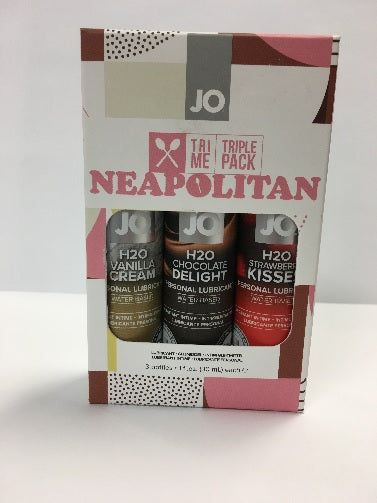 JO Neapolitan FLAVOURS Lubricants 1oz - Chocolate, Strawberry & Vanilla