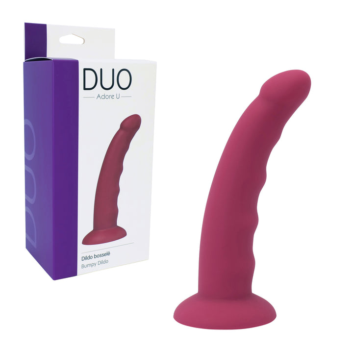 Duo G Spot & P-Spot Bumpy Silicone Dildo W/ Suction Cup With Box